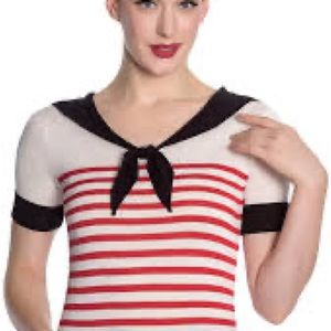 Hell Bunny London Nautical Short sleeve sweater size M